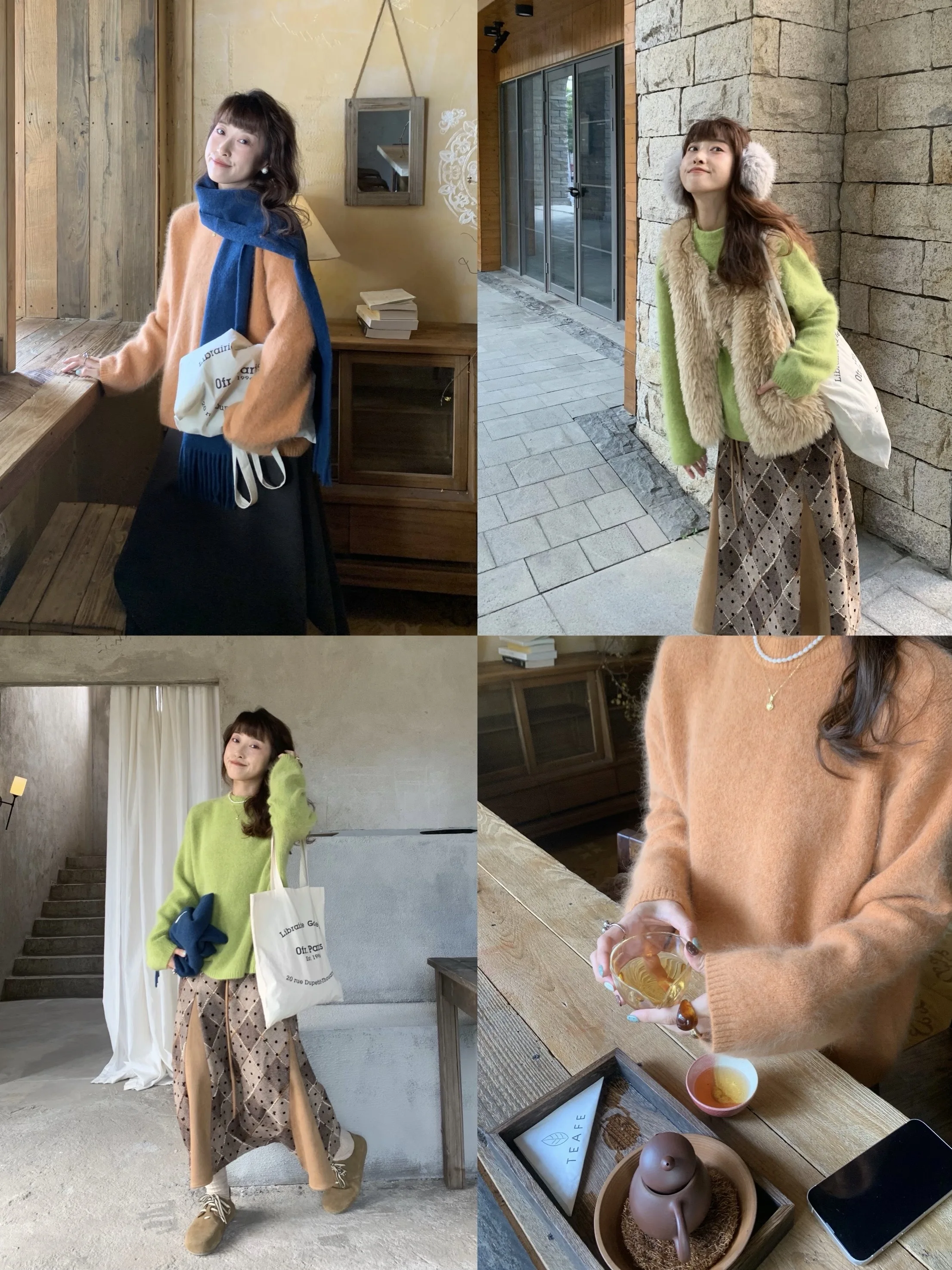 

Yangziloo Autumn Winter round Ne Sweater Fuzzy Lighting Board Brightening Smooth Sensation Long Sve Warmth Heating Fem