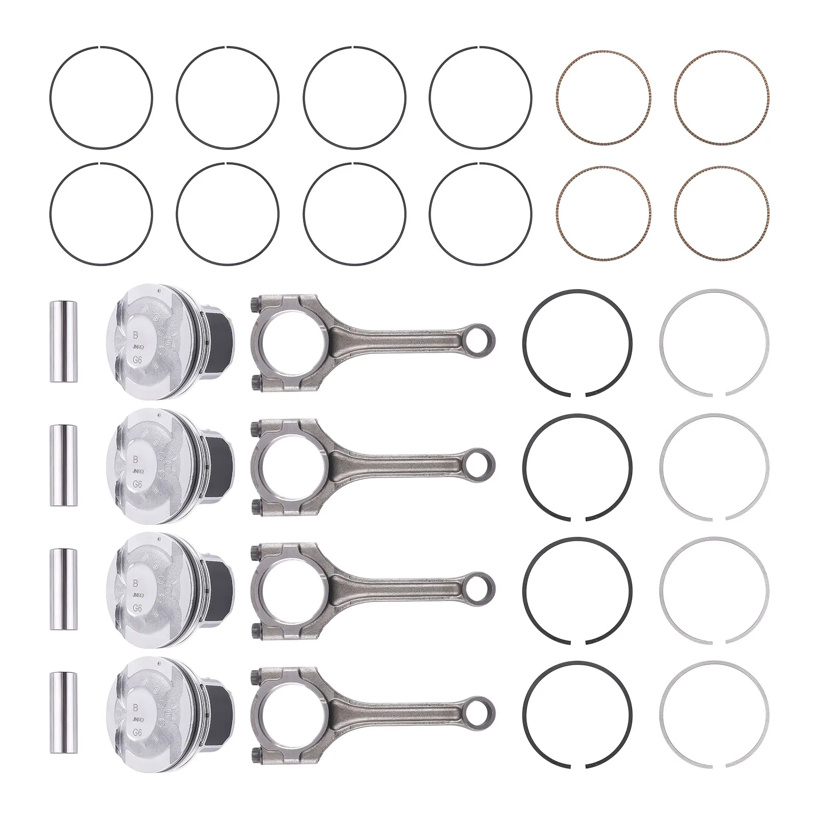 Connecting Rods & Pistons Set & Rings Kit For Hyundai Accent Kia Rio Soul 1.6L