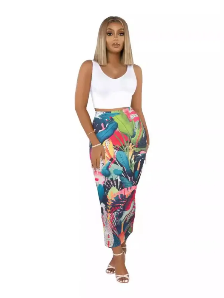Nieuwe bodycon rok mode print elegant casual pakket heupen vakantie rokken 2024 lente zomer