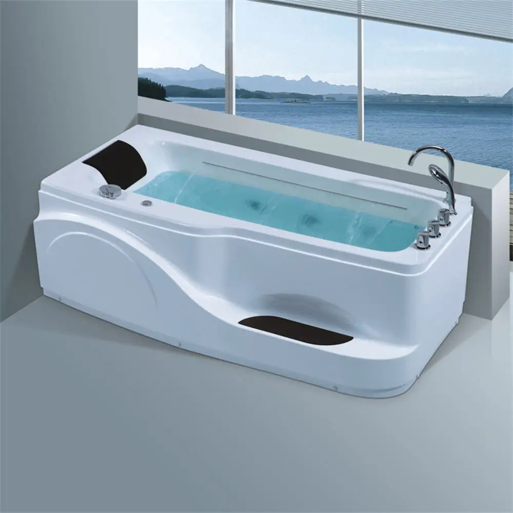 

Two Person Waterfall Massage Bathtubs with LED Light Bubble Massage Bath Tub Design
