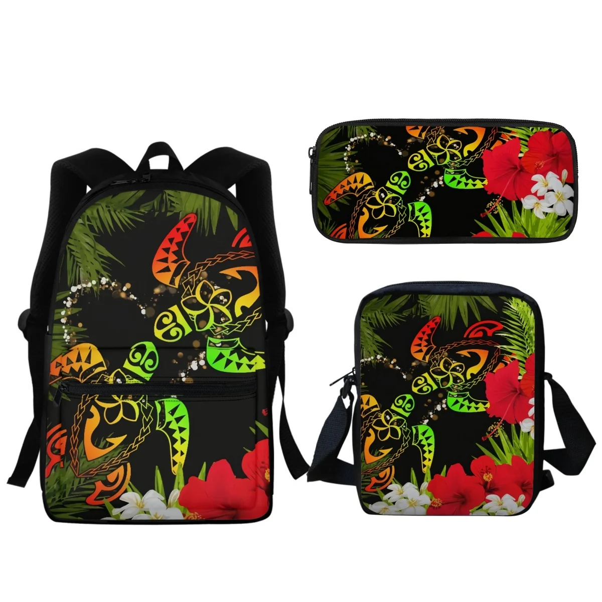 

Hawaii Couple Turtle Hibiscus Tropical Luxury Design Backpack Fashion Student Zipper Large Capacity School Bag Computer Bags New