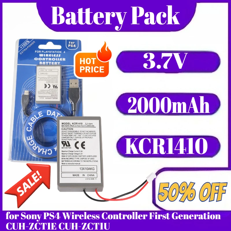 

2000mAh 3.7V KCR1410 Rechargeable Battery Pack for Sony PS4 Wireless Controller First Generation CUH-ZCT1E CUH-ZCT1U