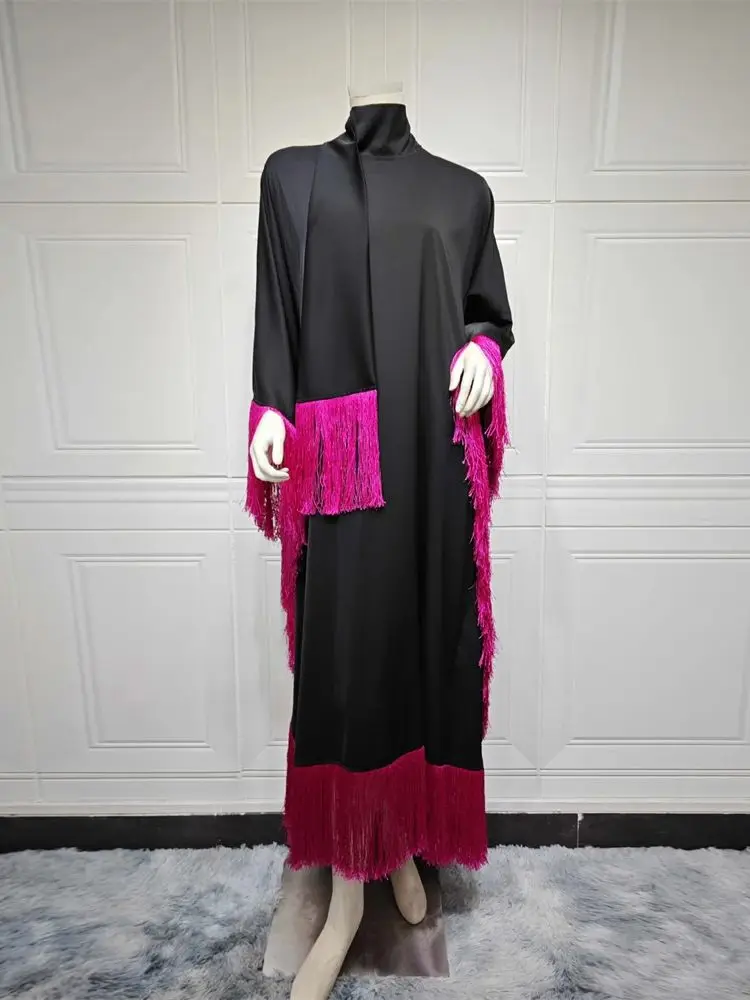 Eid Tassels Black Batwing Abaya Dubai Luxury 2024 Islam Muslim Kaftan Modest Dress Abayas For Women Caftan Marocain Femme Kebaya