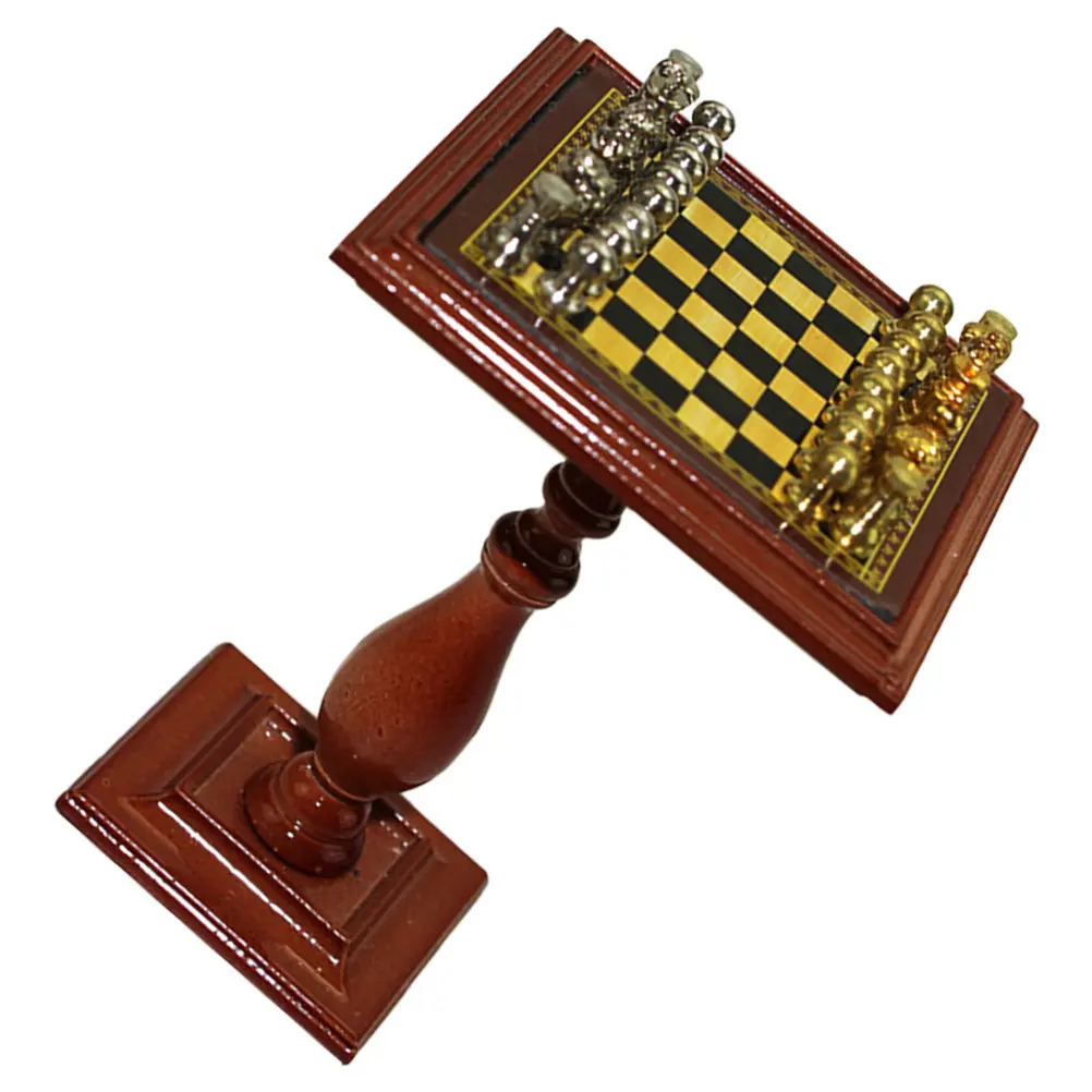 1Set Mini Chess Board International Chess Set Exquisite Craftsmanship Home Decoration Miniature House Accessories Micro
