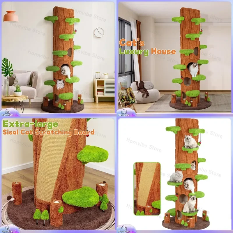 Large Cat Tree Tower Multi Level Cat Climbing Frame Condo Apartment with Scratching Posts Nest Bed Furniture for Indoor Cats