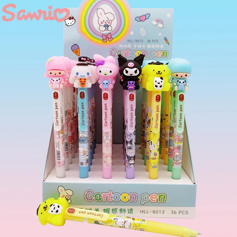 36pcs Sanrio Ball Pen Anime Kuromi Cinnamoroll My Melody Gel Pen Student Writing Office Signature Pen School Supplies Stationery