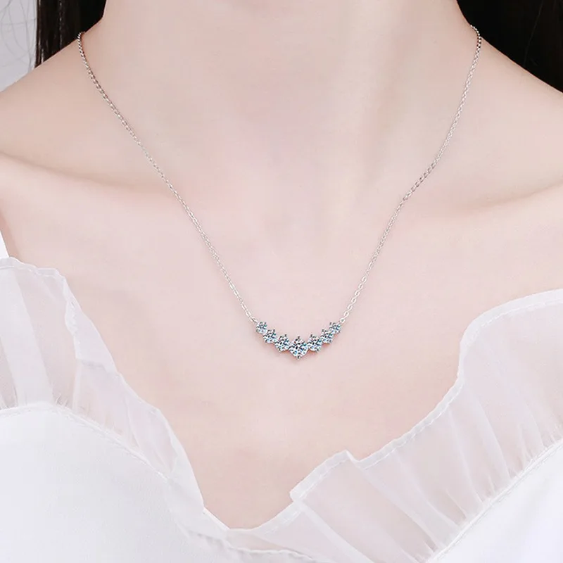 

S925 Sterling Silver Moissanite Pendent Necklace D VVS1 for Women D Color Sparkling Lab Diamon Adjustable clavicle Chain Jewelry