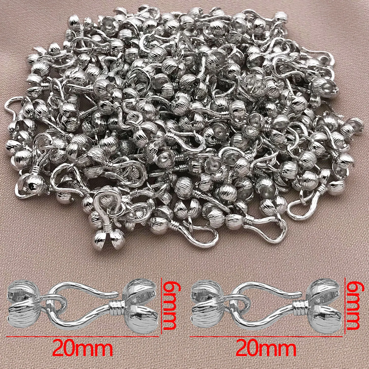 Mischen Sie 3/5 Paar 18K kupferbeschichtete, echt vergoldete, dicke, silberweiße goldene Blumen-Perlenverschlüsse, DIY-Schmuckherstellungszubehör.