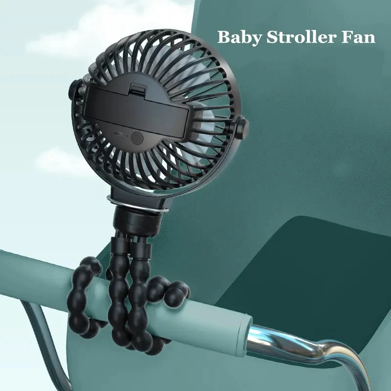 Desktop Stroller Octopus Fan With Detachable Tripod USB Rechargeable Portable Hanging Adjustable Cool Fans For Crib Dormitory