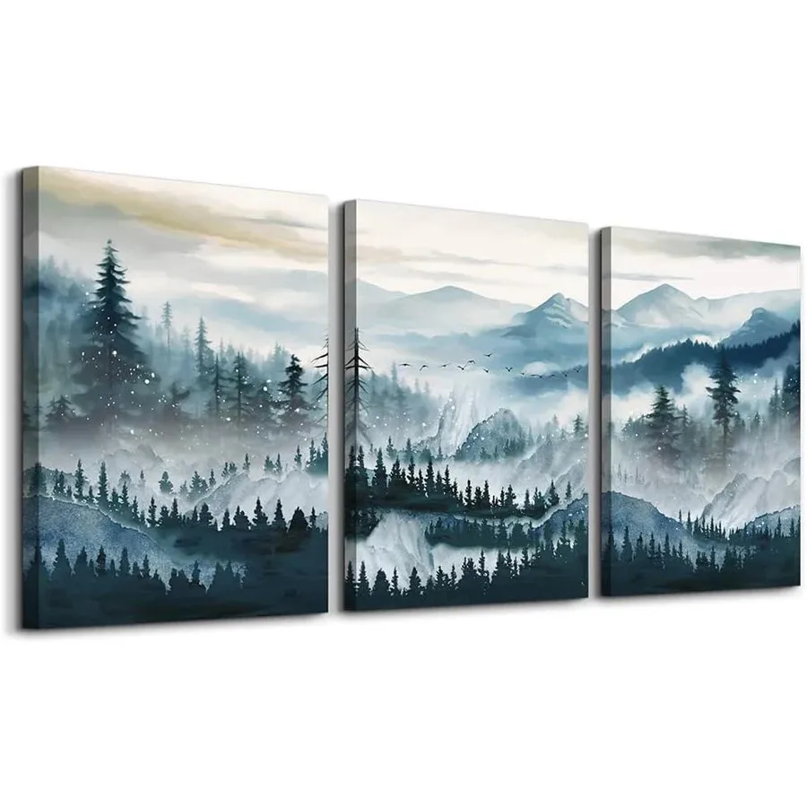 

Fog Mountain Forest Scenery 5D Diy Diamond Art Painting Natural Landscape Triptych Diamond Embroidery Mosaic 3Pcs Home Decor