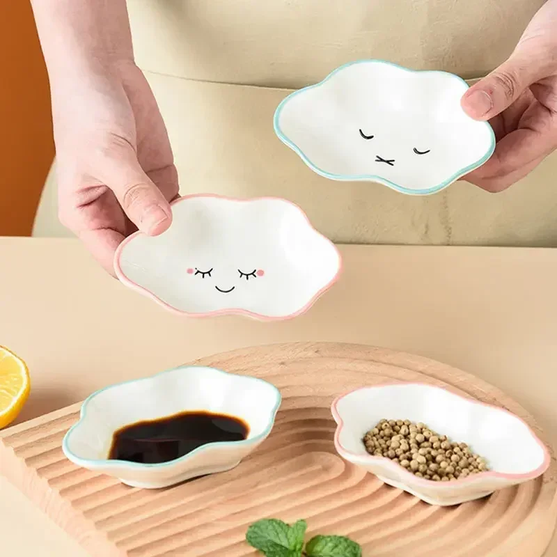 Cute Clouds Dipping Sauce Dish Hot Pot Seasoning Dishes Salad Bowl Tableware Kitchen Ceramic Soy Vinegar Snake Dessert Plate