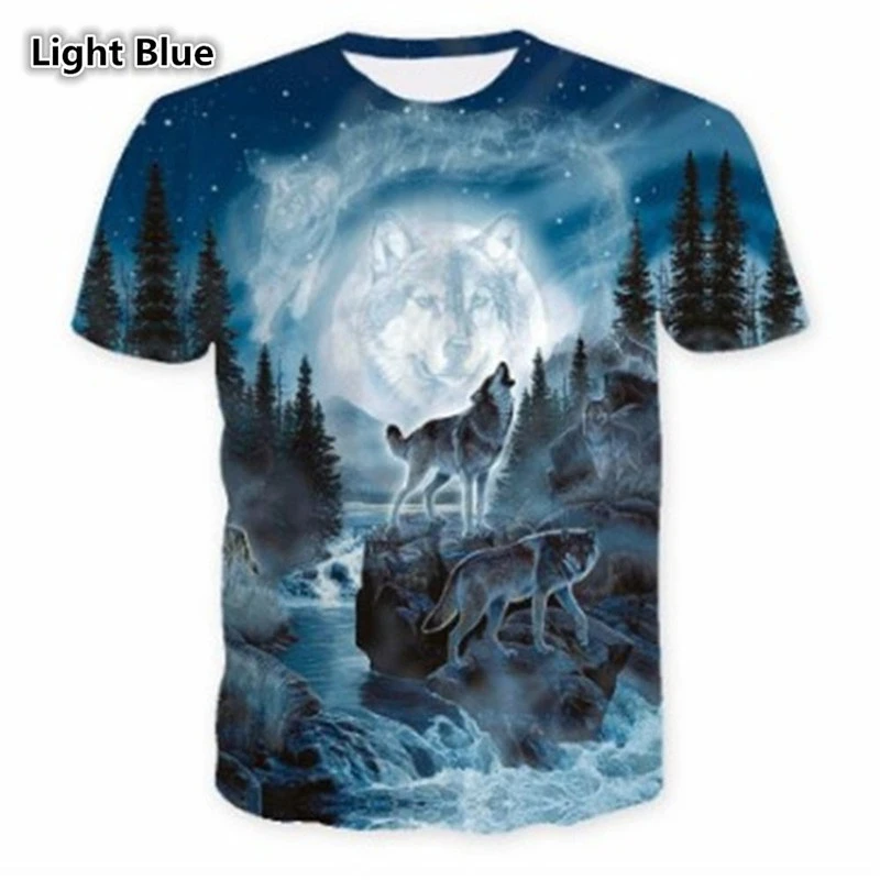 Fashion 3D Wolf Printed T-Shirts for Men/Women Personality Cool Printing Graphic Tee Shirt Unisex Short Sleeve T-shirt Plus Size