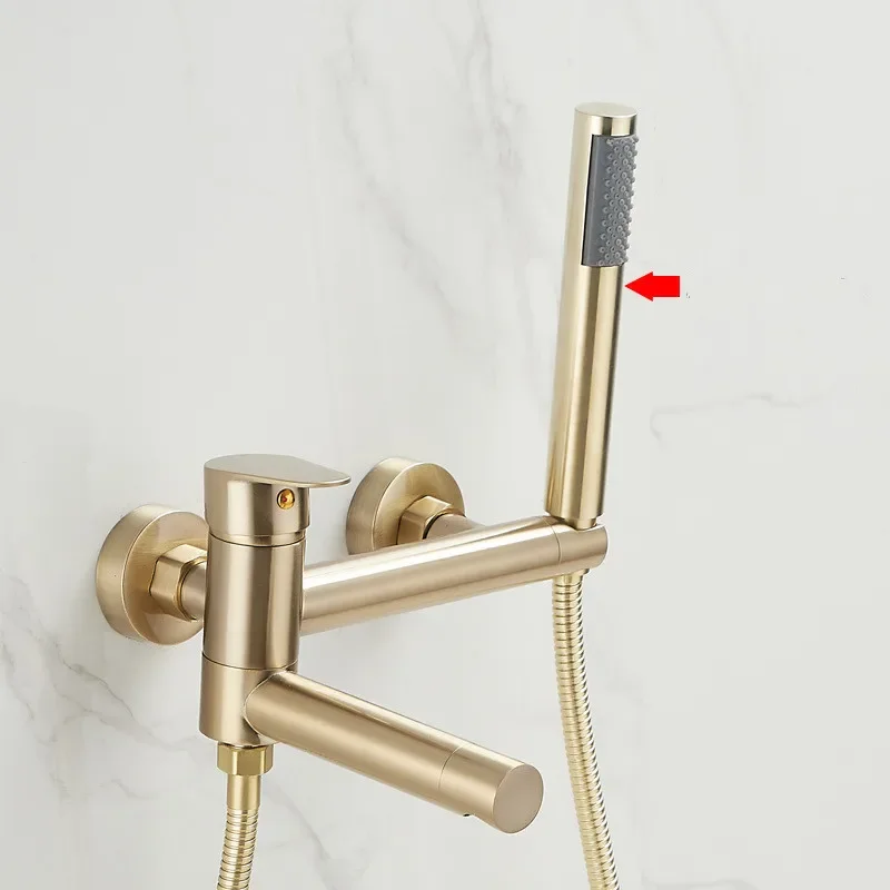 Brushed Gold Set Wall Mounted Rotatable Gray Bathtub ,Bidet Faucet  Bathroom Bath & Shower Mixer Tap