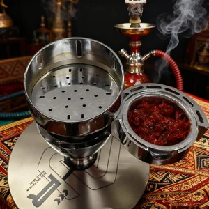 Oval Hookah Bowl Set Cup Shape Aluminum Alloy Shisha Heat Keeper Magement System Coal Holder With Clip