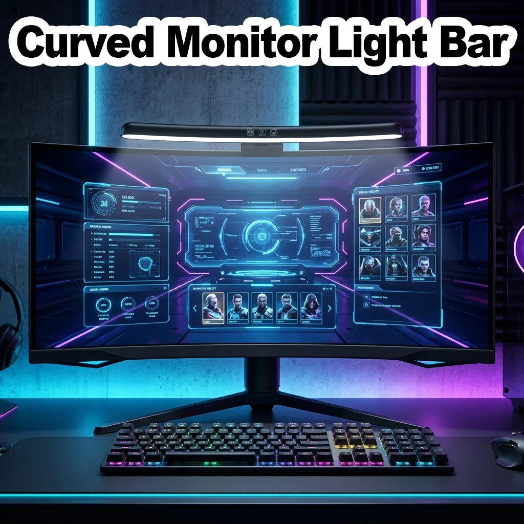 Dimmable Color Changing Curved Monitor Light Bar Clip On Lamp with Stepless Dimming Memory Function PC Office Reading Task Light