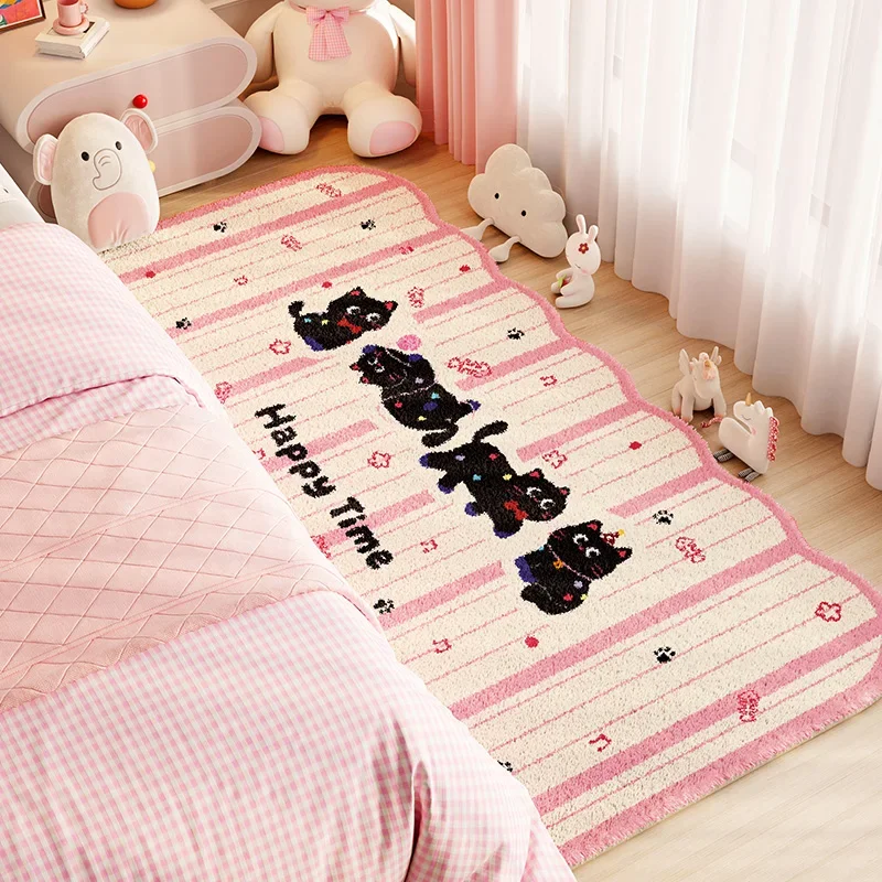 Cartoon Style Carpets for Living Room Pink Girly Bedroom Decor Carpet Fluffy Soft Irregular Bedside Rug Home Thicken Plush Mat