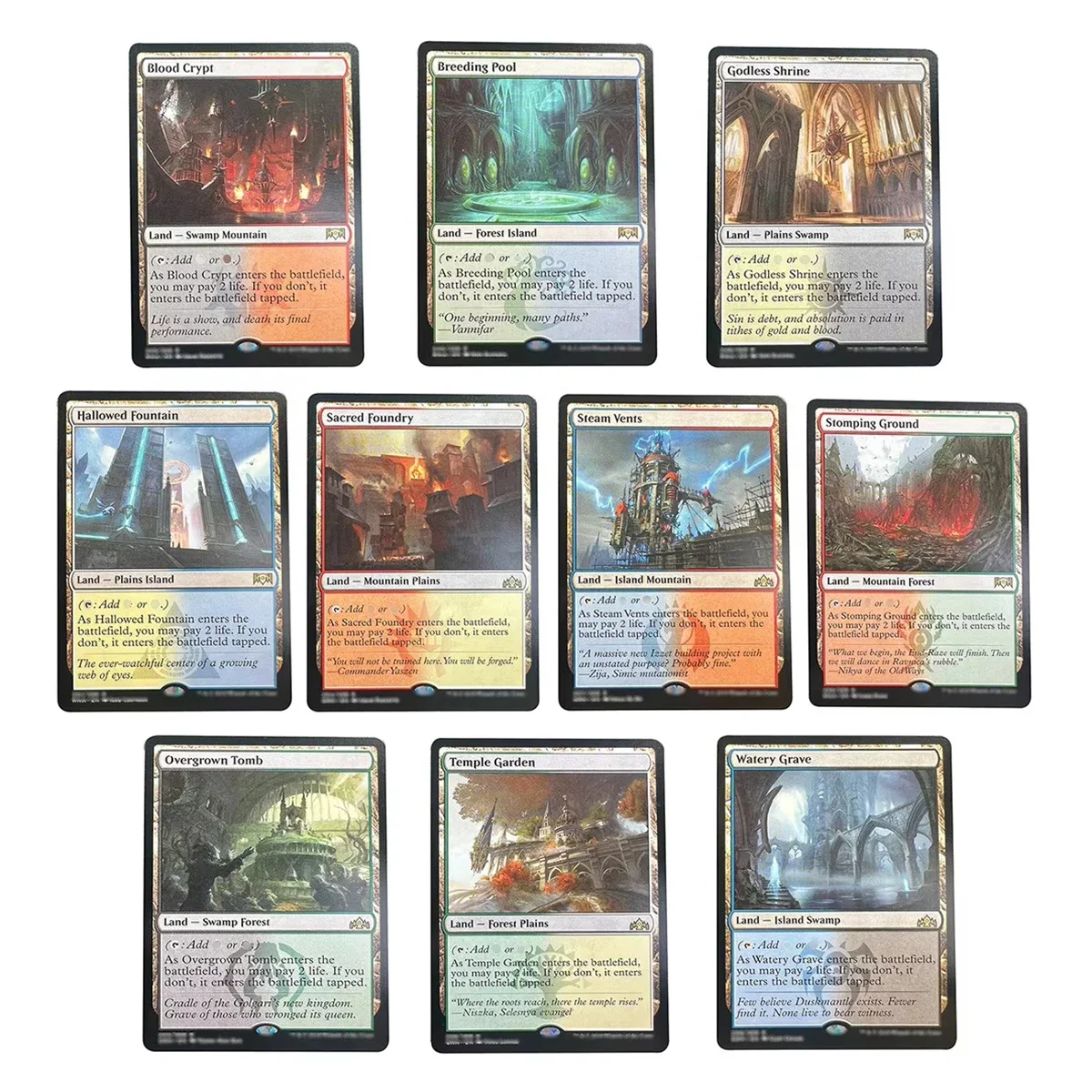 Holo Magical Proxy SHOCK LANDS Blood Crypt Breeding Pool Stomping Ground RNA Sacred FoundryOvergrown Tomb Watery Grave GRN Cards