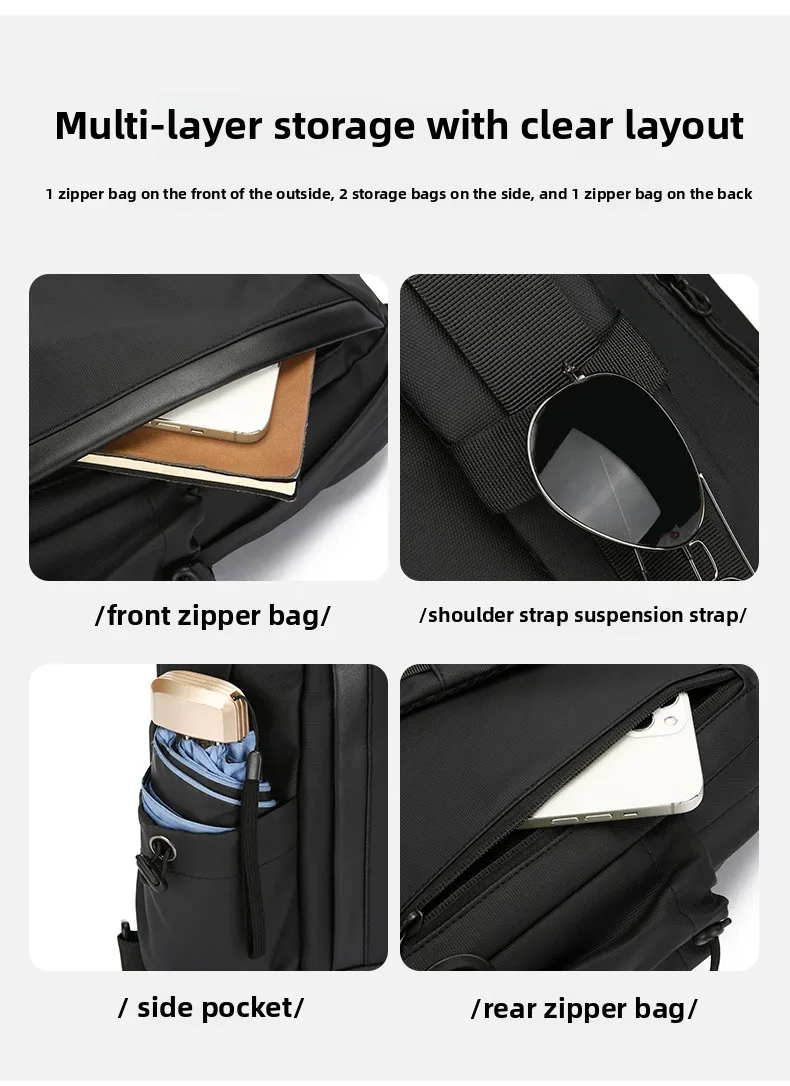 New Trendy Men's Single-shoulder Crossbody Bag for Outdoor Sports, Fashionable and Simple Water-resistant Chest Bag Shoulder Bag