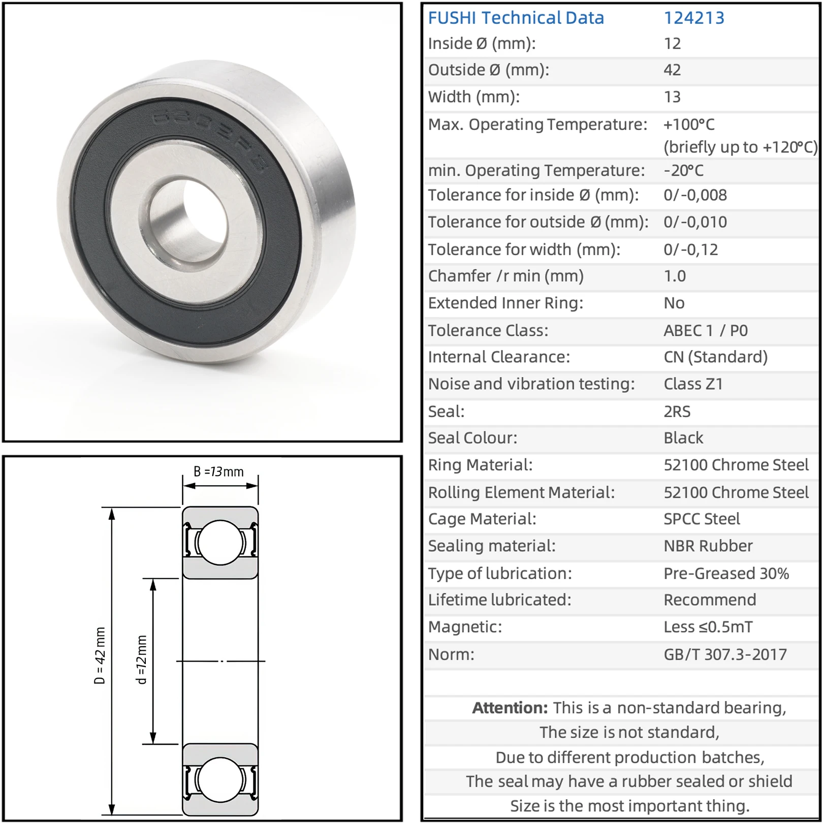 2Pcs Non-Standard Ball Bearings Inner Diameter 8 10 12 14 15 16 17 18 19 20 21 22 25 26 mm Out Diameter 20 40 42 43 44 47 52 mm