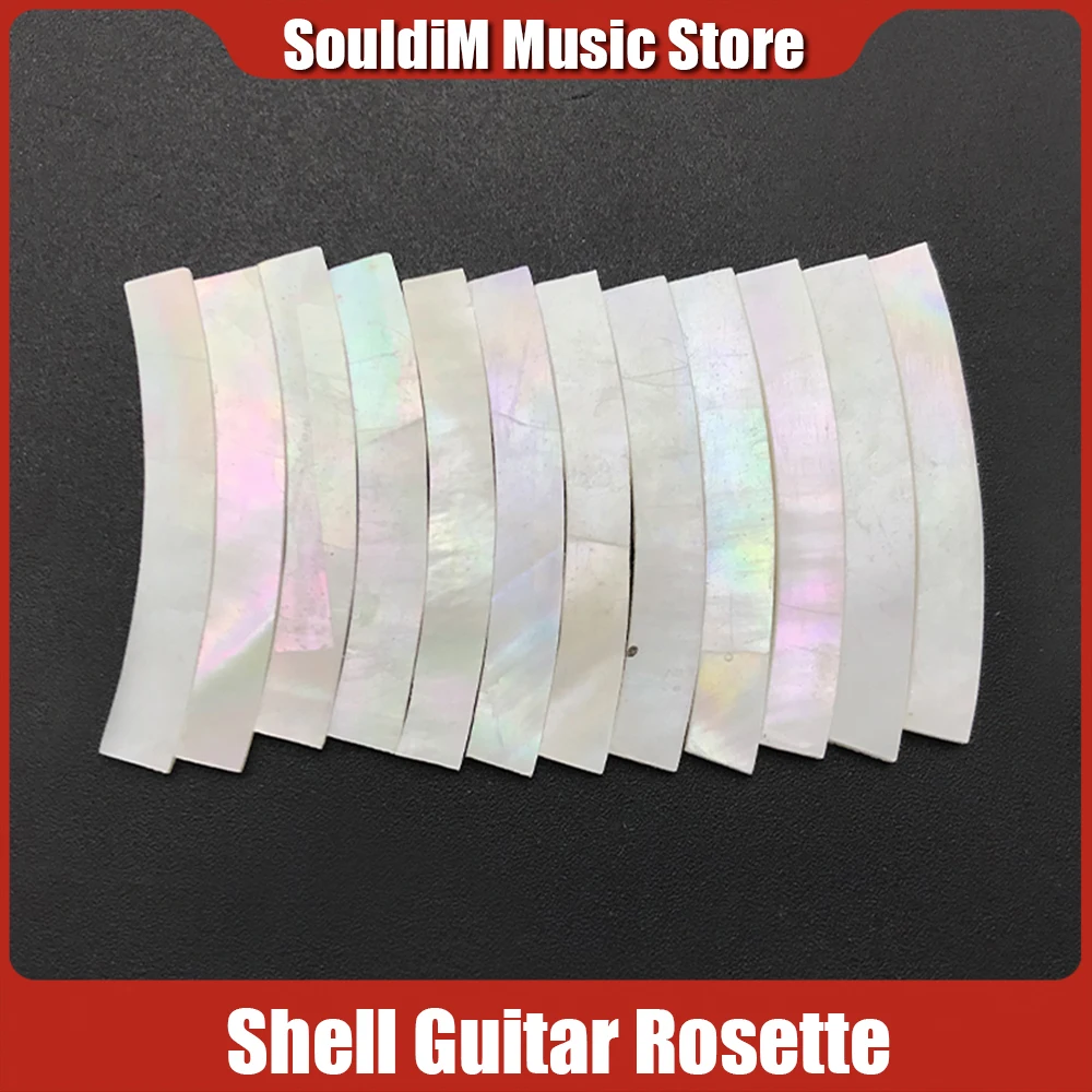 12pcs/set Mother of Shell Guitar Rosette Paua Abalone White Shell Curved Strips Guitar Sound Hole Inlay 2mm 3mm 4mm width