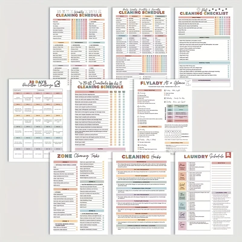 جدول التنظيف المنزلي، قائمة التنظيف الأسبوعية والشهري والسنوية، ونصائح التنظيم، ومخطط العمل المنزلي #1