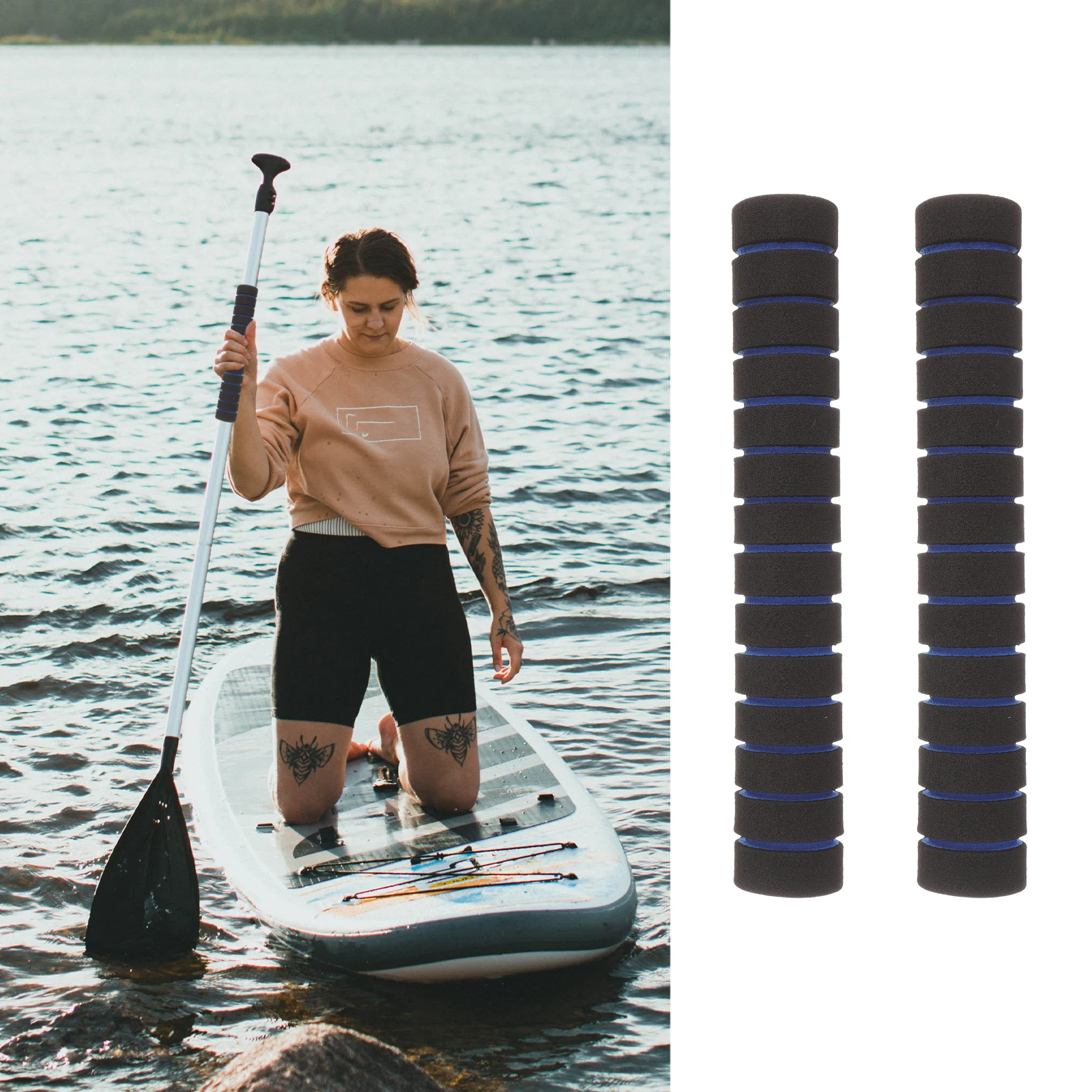 

2pcs Non-Slip Kayak Paddle Grips Sponge Wrap For Comfortable Cushioning Durable Control Kayak Supplies Water Sports Accessory
