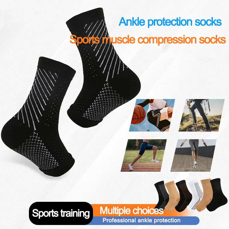 Calze a compressione con protezione della caviglia fitness all'aperto allenamento professionale sport punta esposta calze elastiche moda set cotone