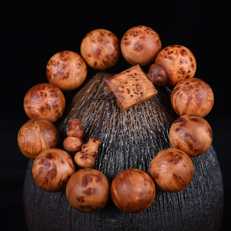 Authentic Liangshan Cliff Cypress Buddha Bead Bracelet Sichuan Old Wood Full Burl Quail Eye High Oil Prayer Beads Jewelry Lucky