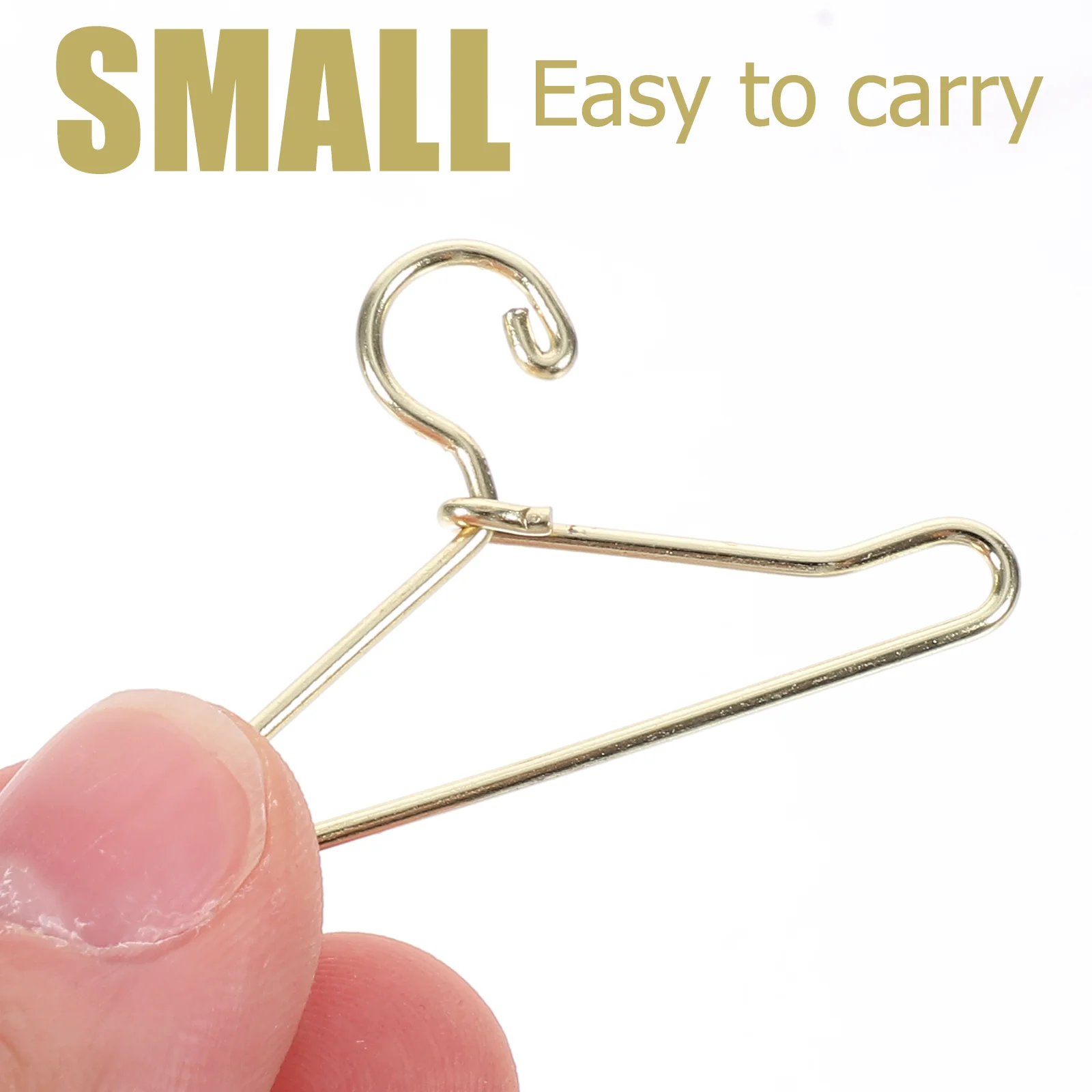20 Pcs Clothing Hangers Closet Accessories 40mm Metal Color Baby Rag Small Clothes Miniature Golden House Mini House Decor