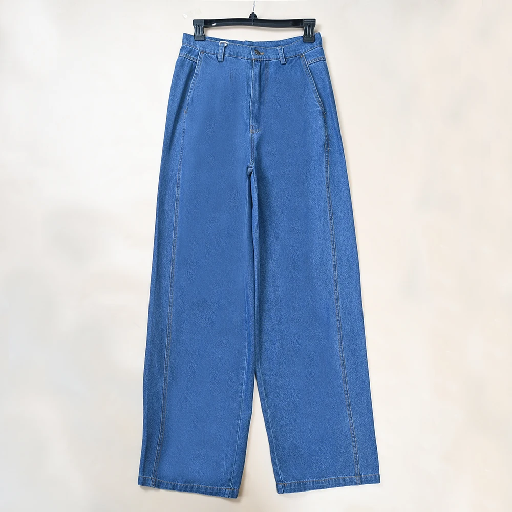 

Retro Washed Cotton Slim High Waist Wide Leg Jeans Soft Lightweight Ladies Summer Loose Fit Bootcut Denim Trousers
