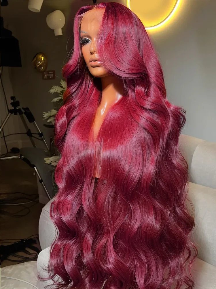 250 Dichte 99J Burgund 13x6 Lace Frontal Perücken Körperwelle 30 40 Zoll 13x4 HD Lace Front Perücke Echthaar Rotwein Wasser Brasilianisch