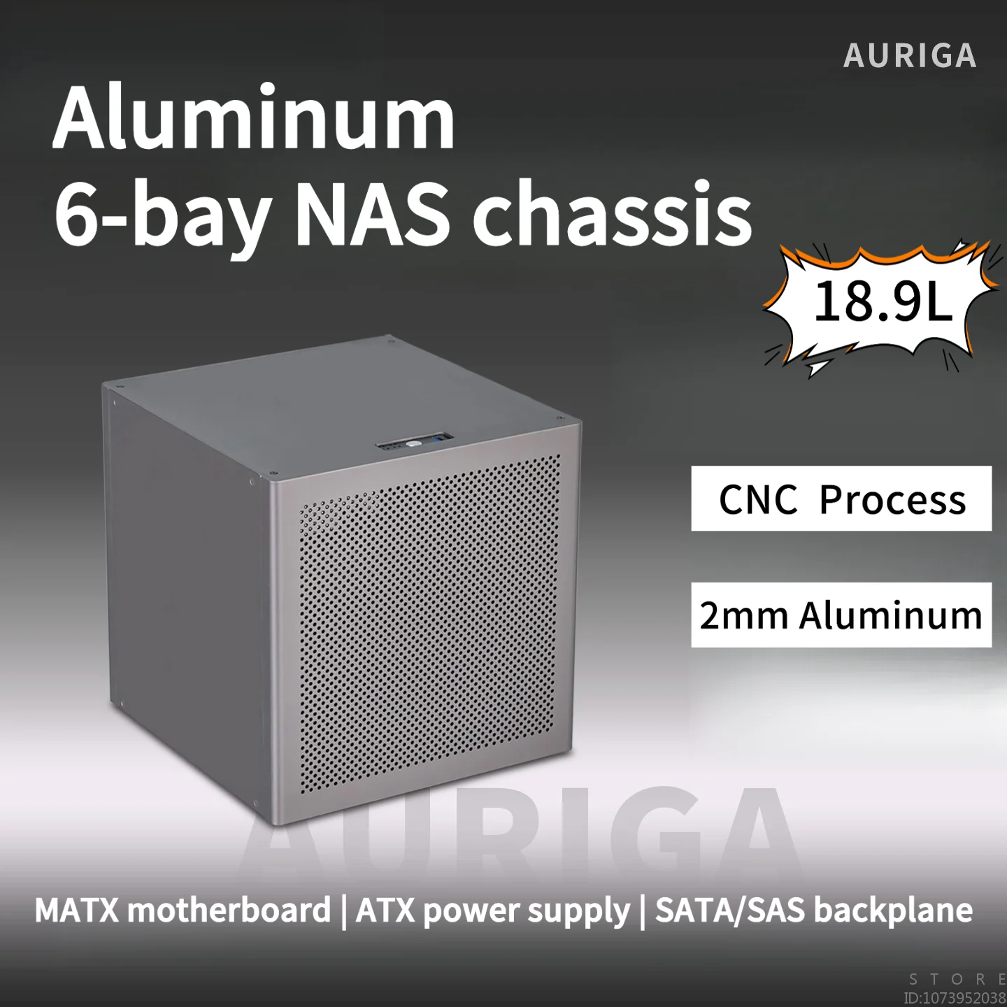 6-Disk NAS Chassis 2mm Anodized Aluminum MATX Motherboard ATX Power Supply Flyniu Qunhui UNRAID USB Front Port Cool Stock