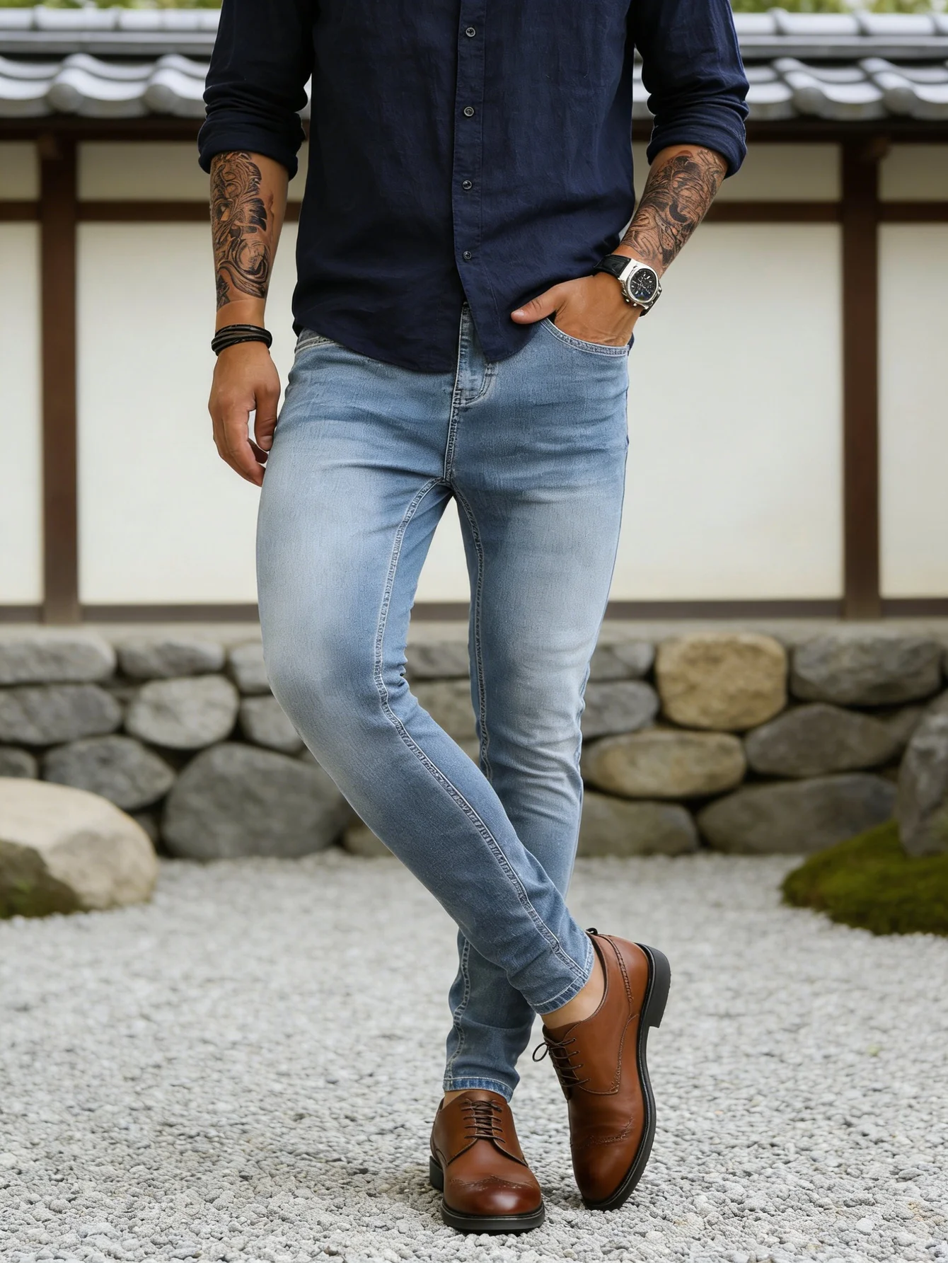 Calças Jeans Azuis Slim Denim Retro Y2K para Homens e Mulheres, Ideal para Encontros. Não inclui acessórios ou cintos.