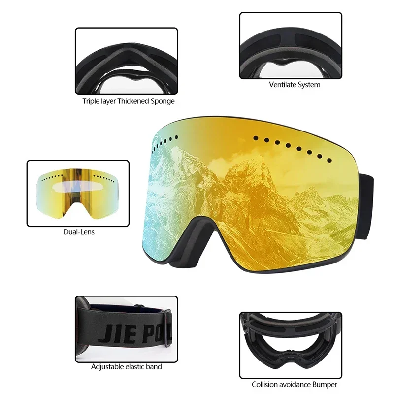 

New Ski Eyewear Coated Cylindrical Magnet Card Myopia Double Anti-fog Double Layer Glasses 2025 Women Snowboard Skiing Goggles