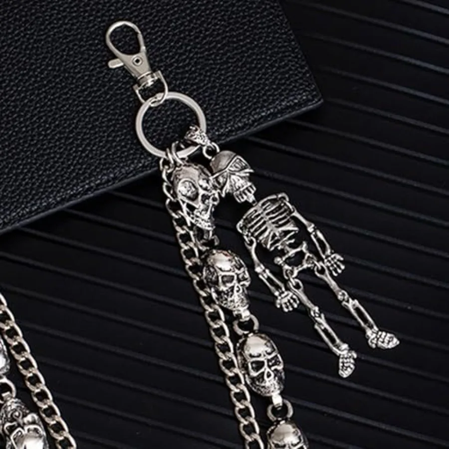 Pants Jean Chain Belt: Heavy Wallet Pocket Chain, Cool Streetwear Goth Punk Grunge Skeleton emo Rockstar Pirate Accessories - S view 4