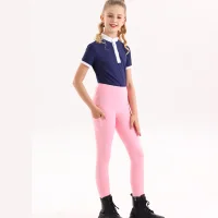 Pantalones ecuestres de verano para niños, pantalones de montar a caballo tejidos de alta elasticidad para niños, silicona completa