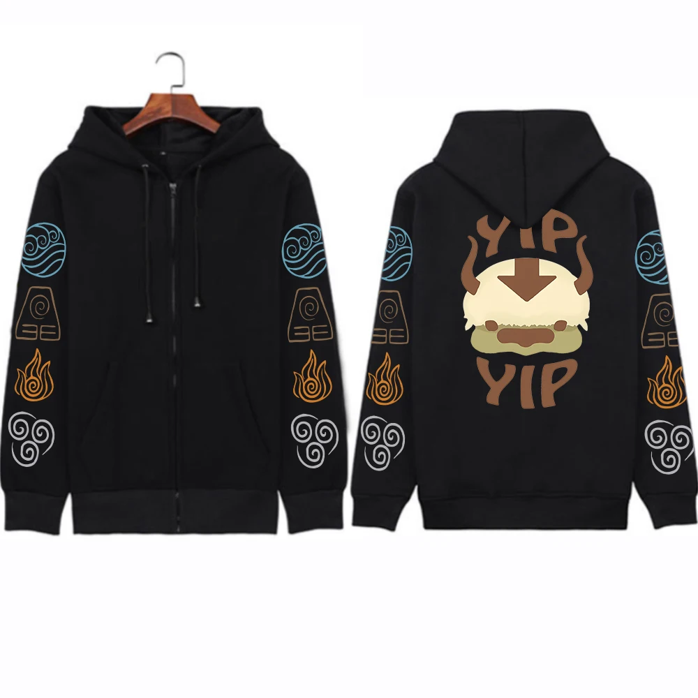 Appa Yip Printed Hooded Avatar The Last Airbender Anime Hoodie Men Women Plus Size Zipper Hoodies Harajuku Unisex Sweatshirt