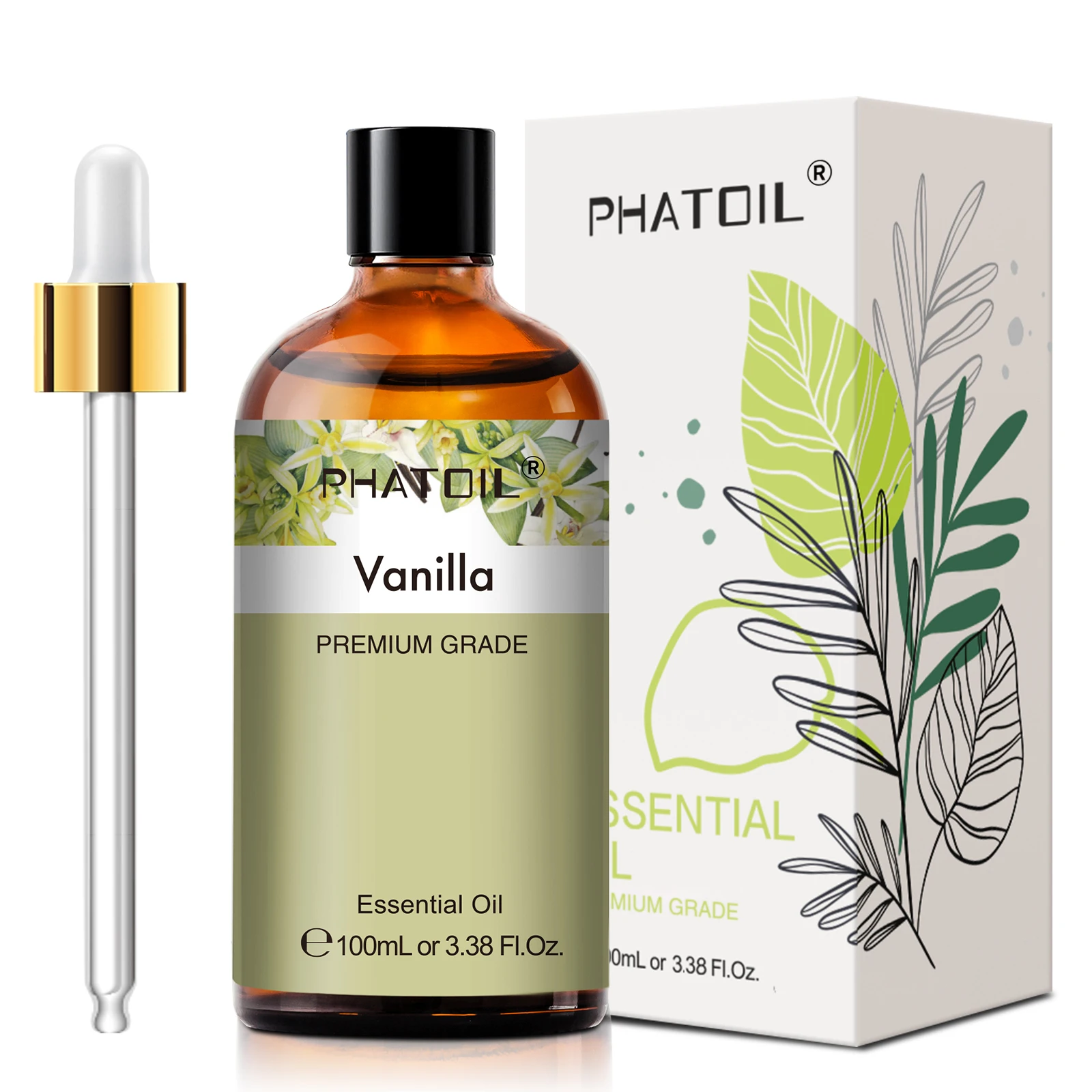

PHATOIL 100ml Vanilla Essential Oil For Diffuser Aromatherapy Premium Fragrance Essential Oils For Candle Making DIY Soap