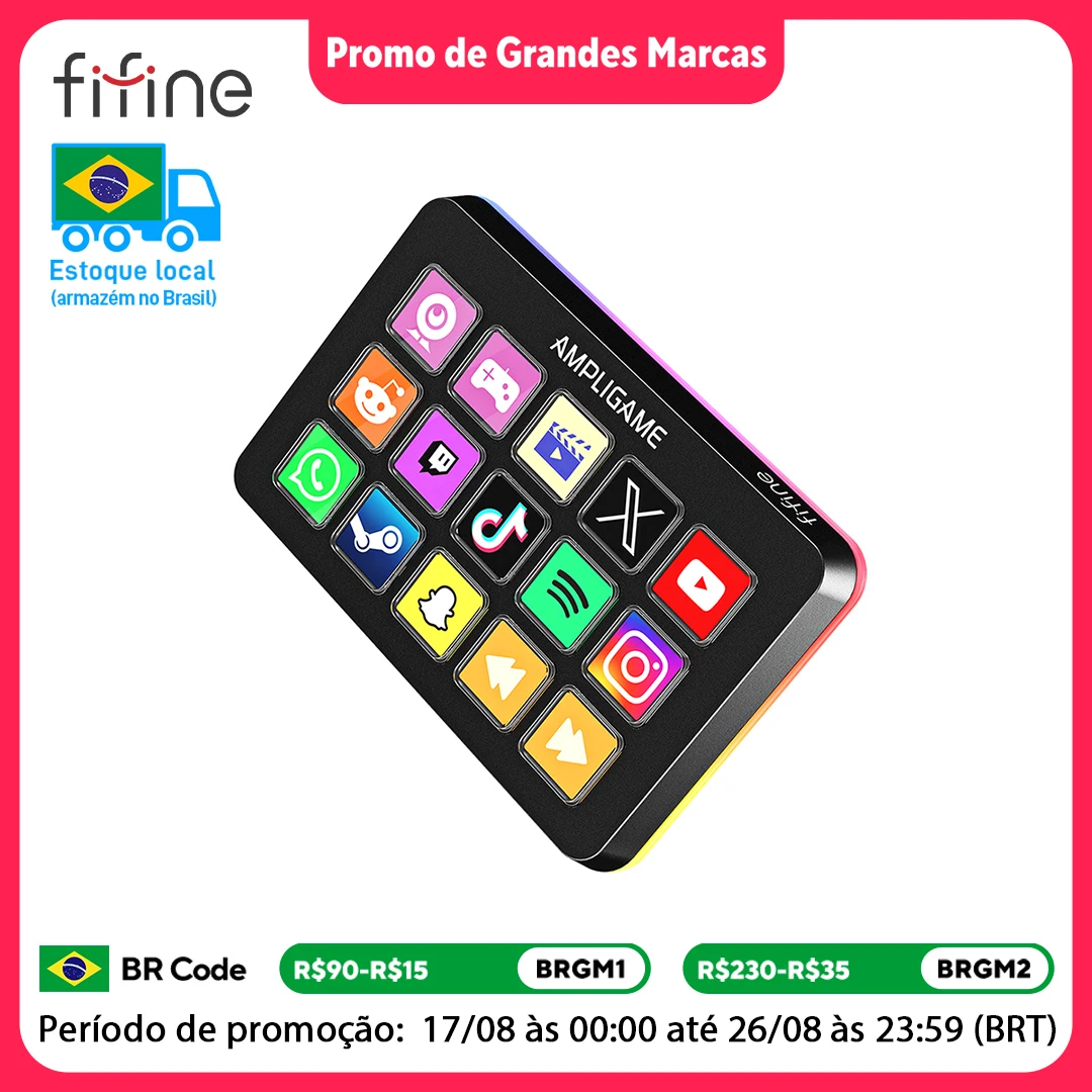 Controlador de fluxo FIFINE com 15 teclas macro, deck de streaming com atrações de gatilho em software de aplicativo OBS/Twitch/YouTube, para Mac e PC-D6