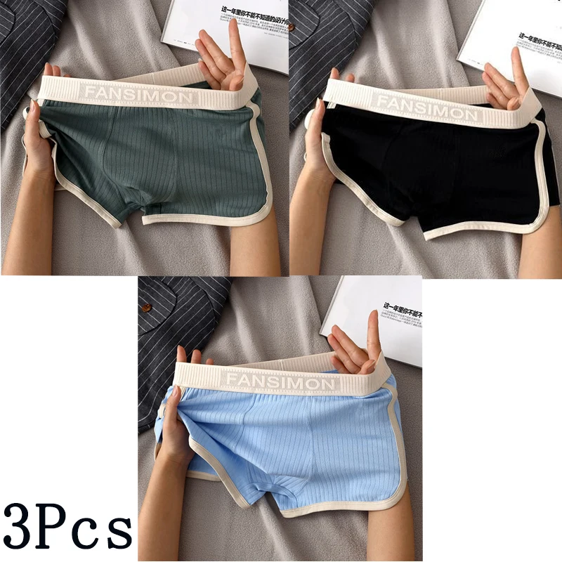 3 Pcs/Lot Men's Sexy Striped Panties Boxer Shorts Underwear Male Boxers Homme U Convex Shorts Lingerie Underpants