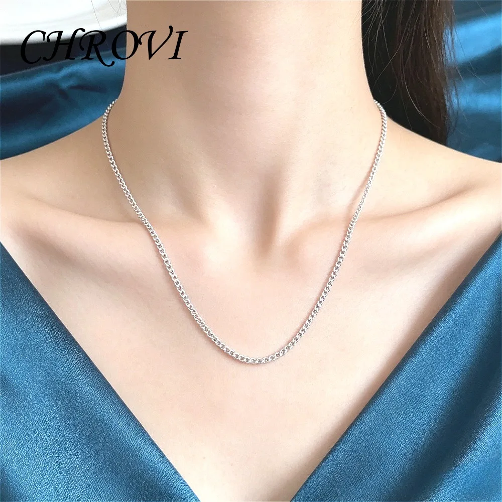925 Sterling Silver 2mm 40-75cm Side Chain Necklace Men's and Women's Wedding Party Gift Accessory necklace chain
