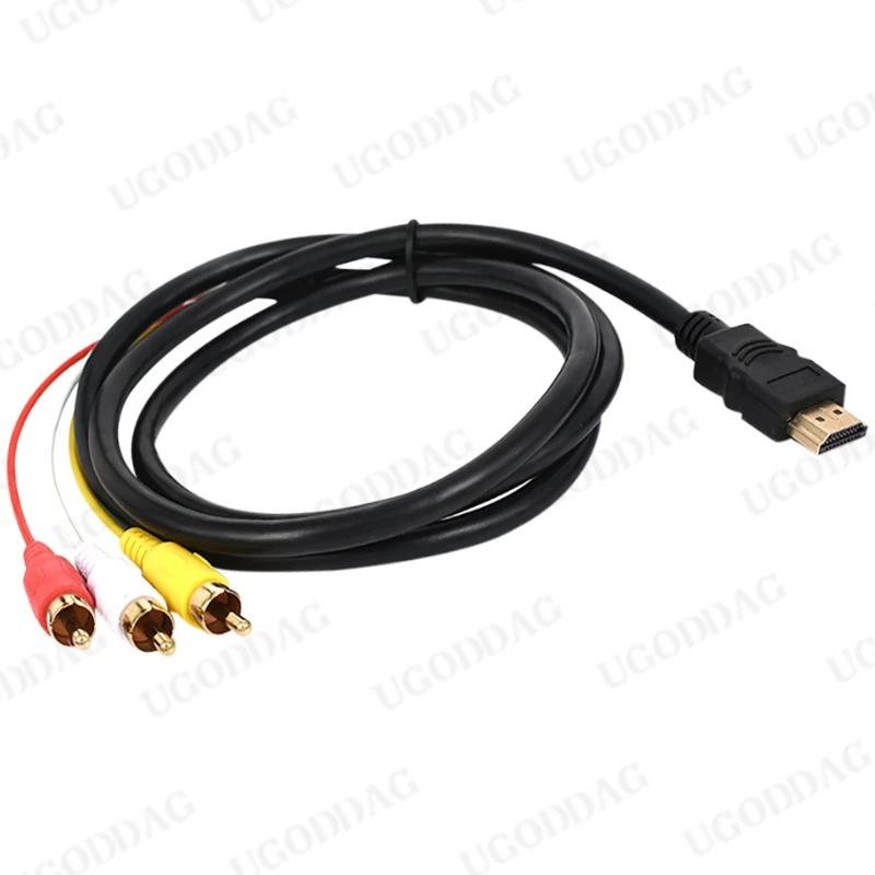 1.5M HDMI-compatible To 3 RCA Converter Cable AV To HDMI-comp Adapter Cord Support 480P/720P/1080P Suitable For TV Box Computer