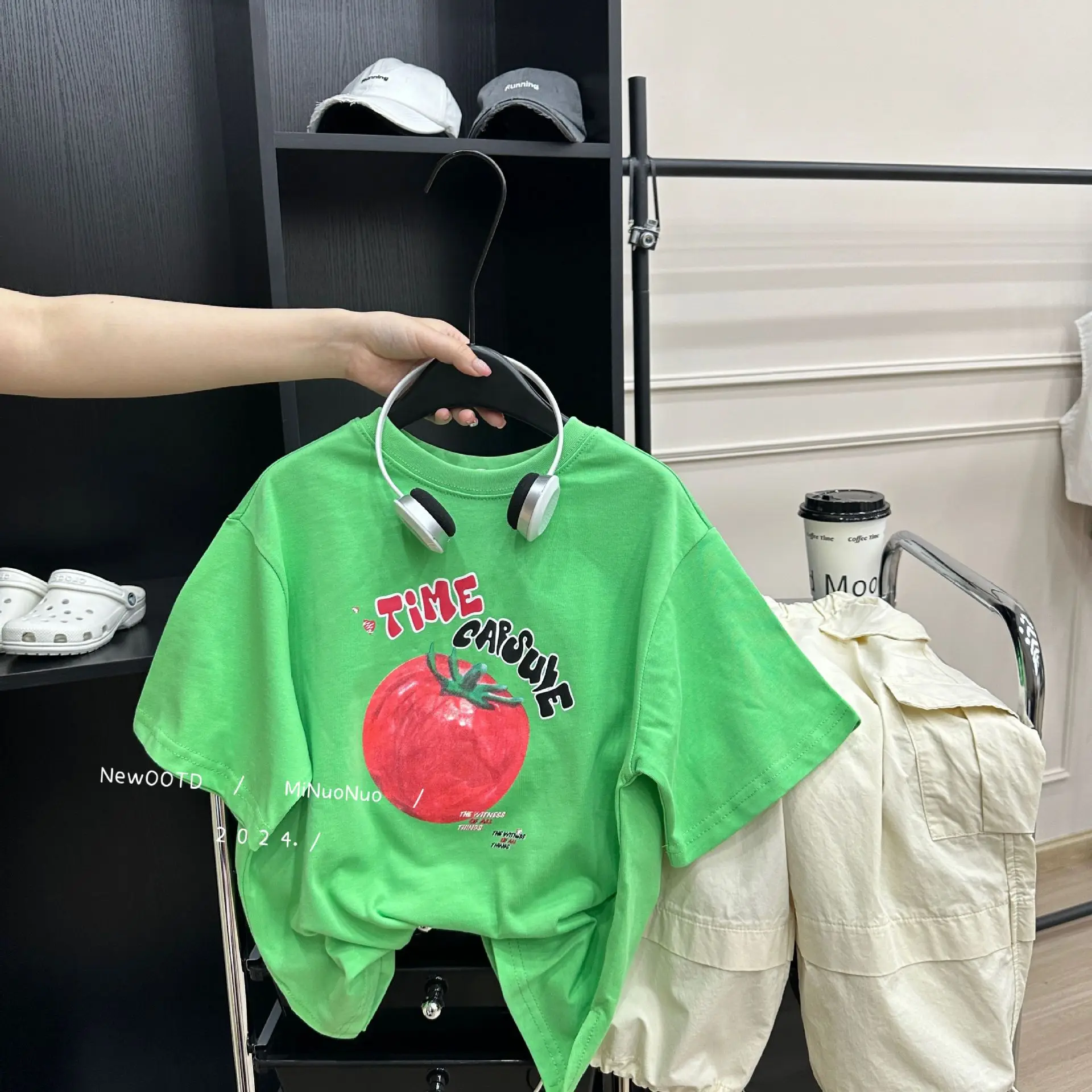 男の子用半袖トップス,だぶだぶの赤ちゃん服,半袖Tシャツ,2024