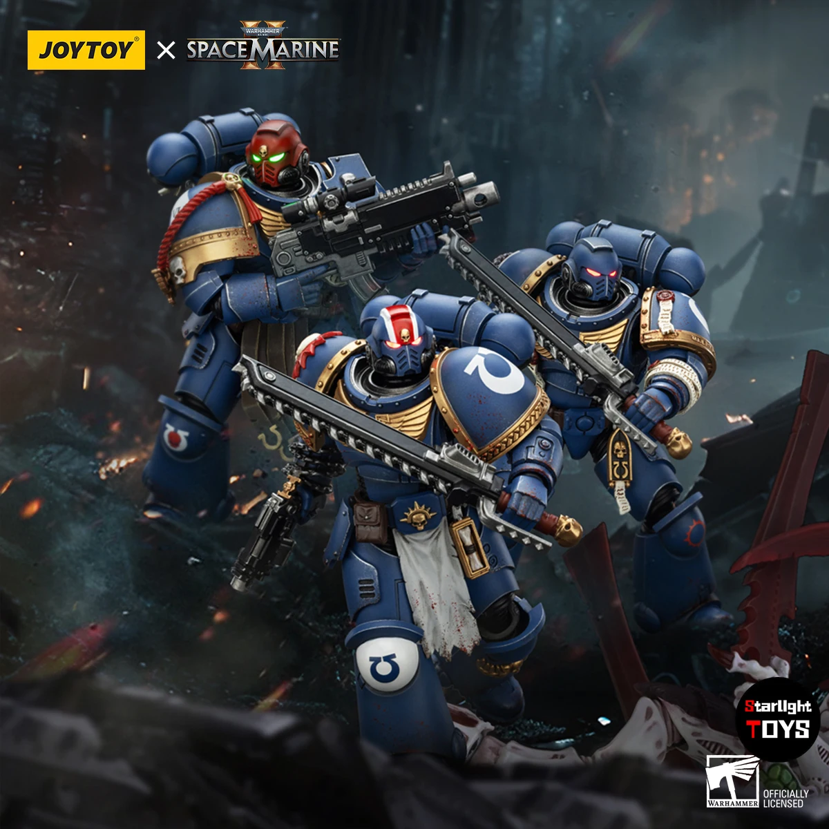 JOYTOY 1/18 Actionfigur Warhammer 40K Ultramarines Lieutenant Titus Sergeant Gadriel Brother Chairon-Collectors Edition Modell