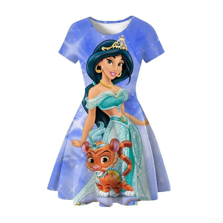 

New Summer Cartoon 3D Digital Printed Aladdin Princess Dress Same Style Fashionable Girls' Princess Dress