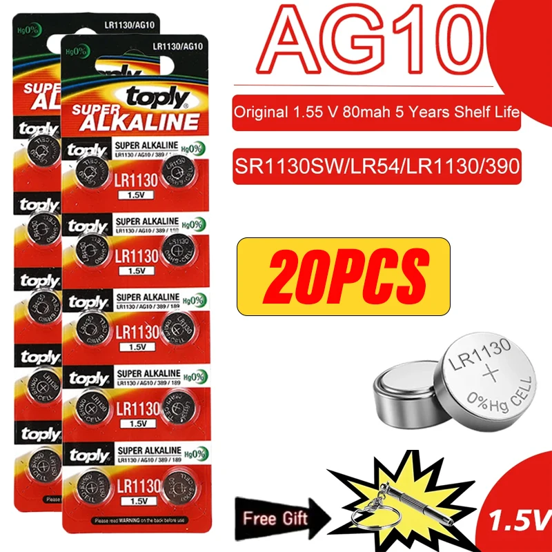 10-500PCS AG10 LR1130 Batteries 389A LR1130 LR54 L1131 SR1130 1.55v Button Cell Coin Battery for Watches Calculator Laser Carded
