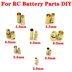 Bateria RC pozłacana wtyczka bananowa pociskowa 2mm 3mm 3.5mm 4mm 5mm 5.5mm 6mm 8mm wysokiej jakości męskie złącze typu Bullet bananowy