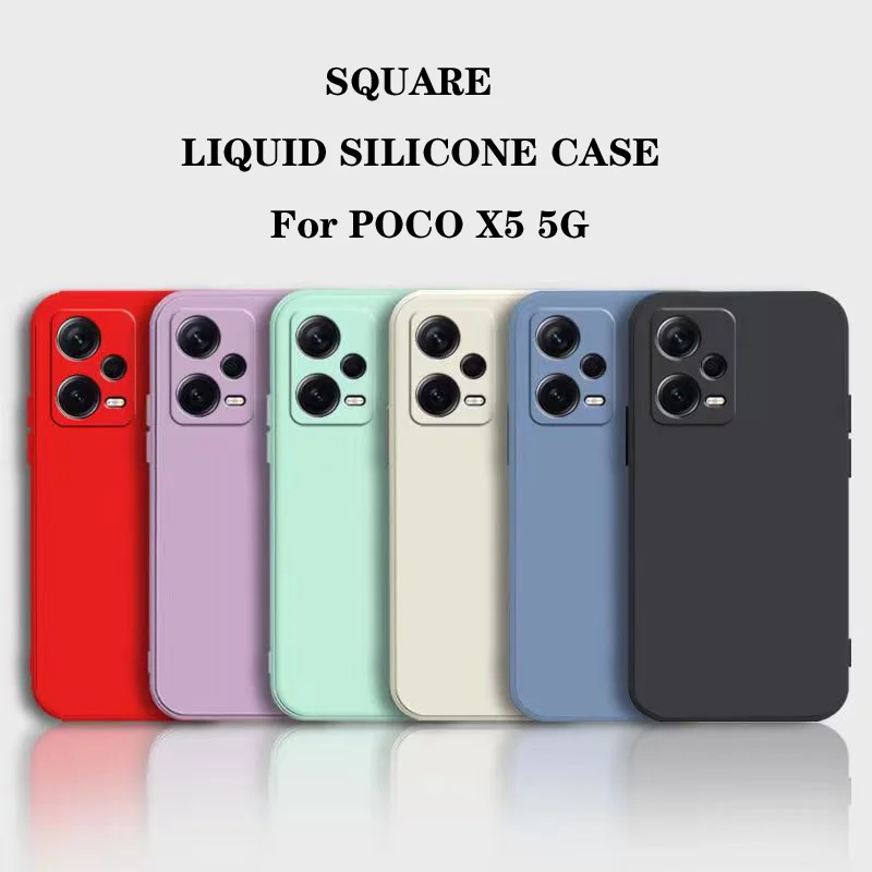 Square Liquid Silicone Case for Xiaomi POCO X5 X5PRO 5G Soft Bumper Poco X5 Pro 5G Matte Basic Cover Caqas