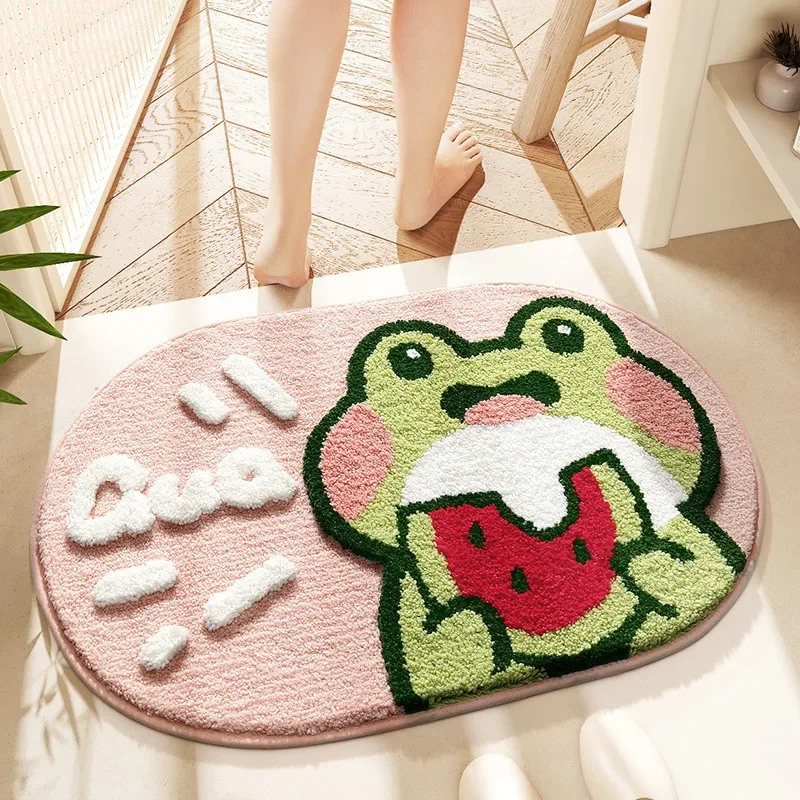 

Cute Cartoon Frog Plush Bath Mat | Super Absorbent Quick-Dry & Non-Slip | Soft Bathroom Rug for Kids/Home Shower Floor Decor