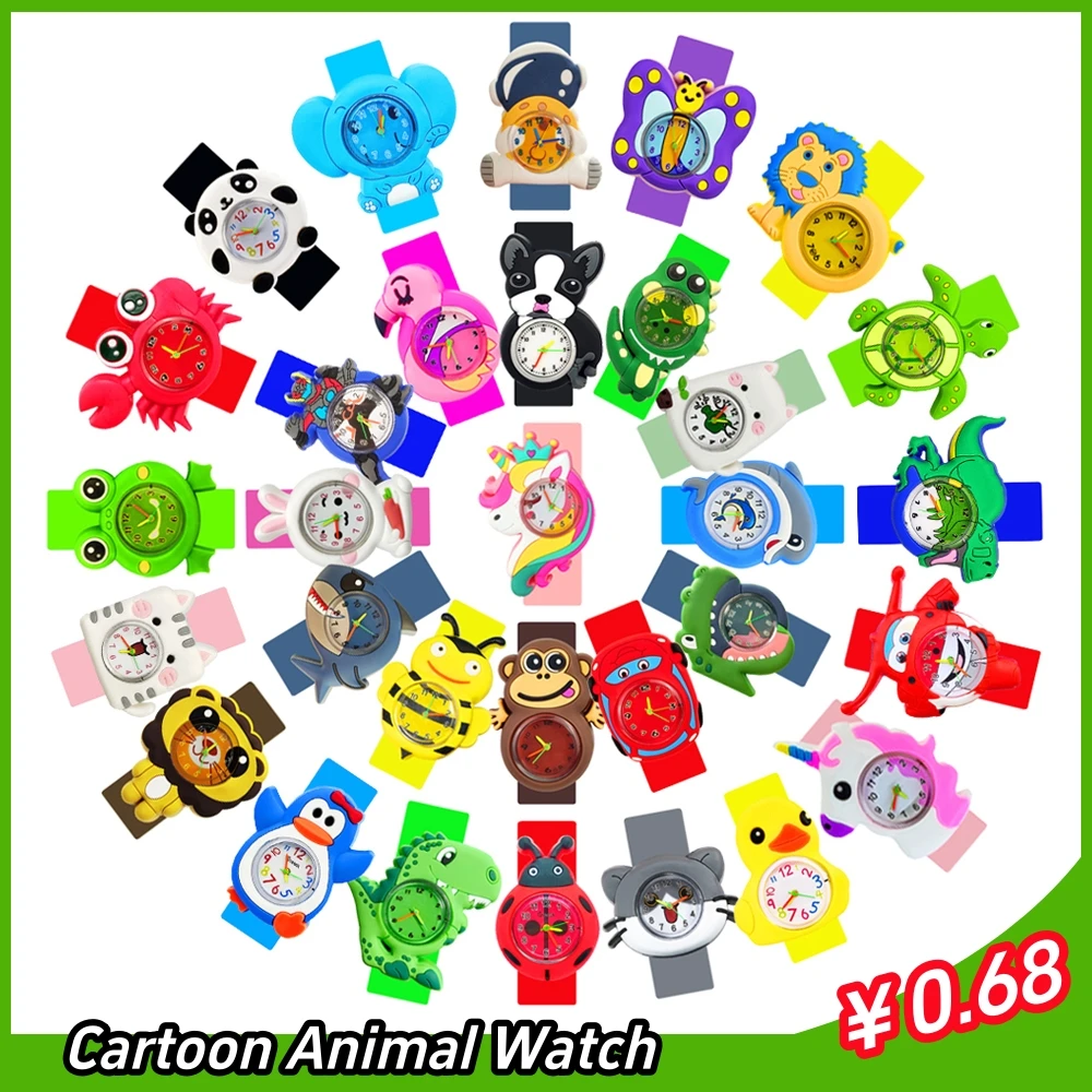 Boys Girls Birthday Gift Children Watches Baby Study Look The Time Education Toy Bracelet Kids Slap Watch Wholesale